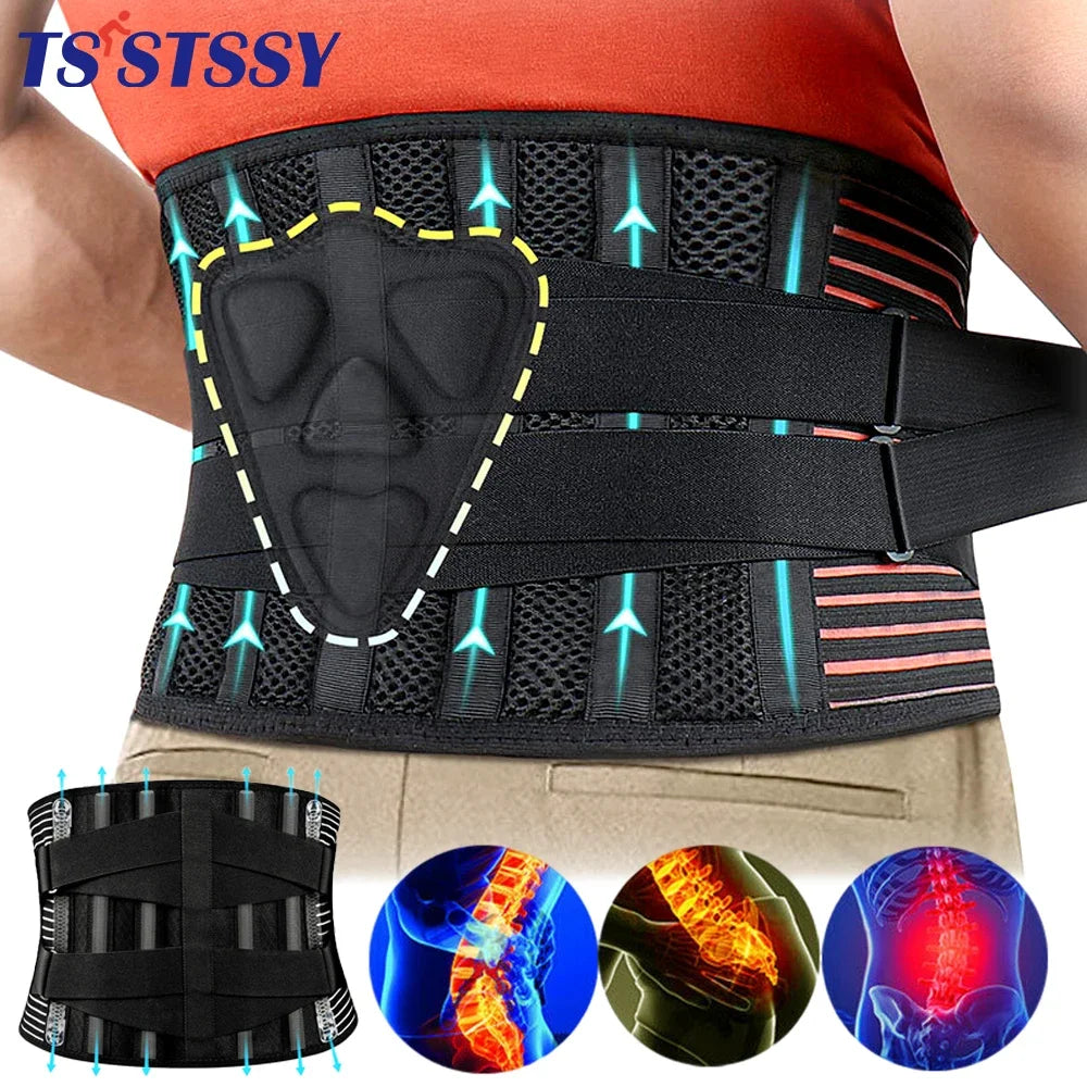 Adjustable Back Support Belt Waist Support Back Brace with Lumbar Pad