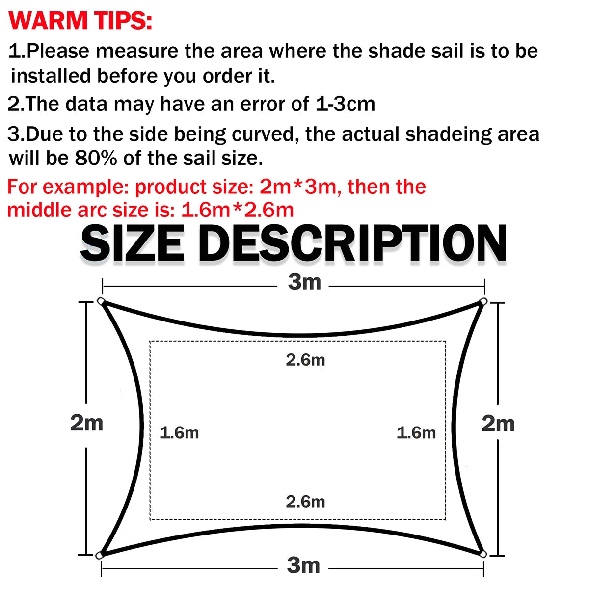 300D Waterproof Polyester Square Rectangle Shade Sail garden terrace Canopy swimming Sun shade Camping Hiking Yard sail awning