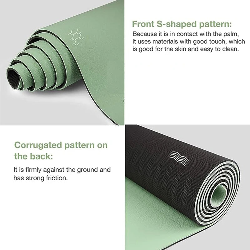 Shes Thick! Two-color, non-slippery TPE yoga mat. This product is enviroment friendly.