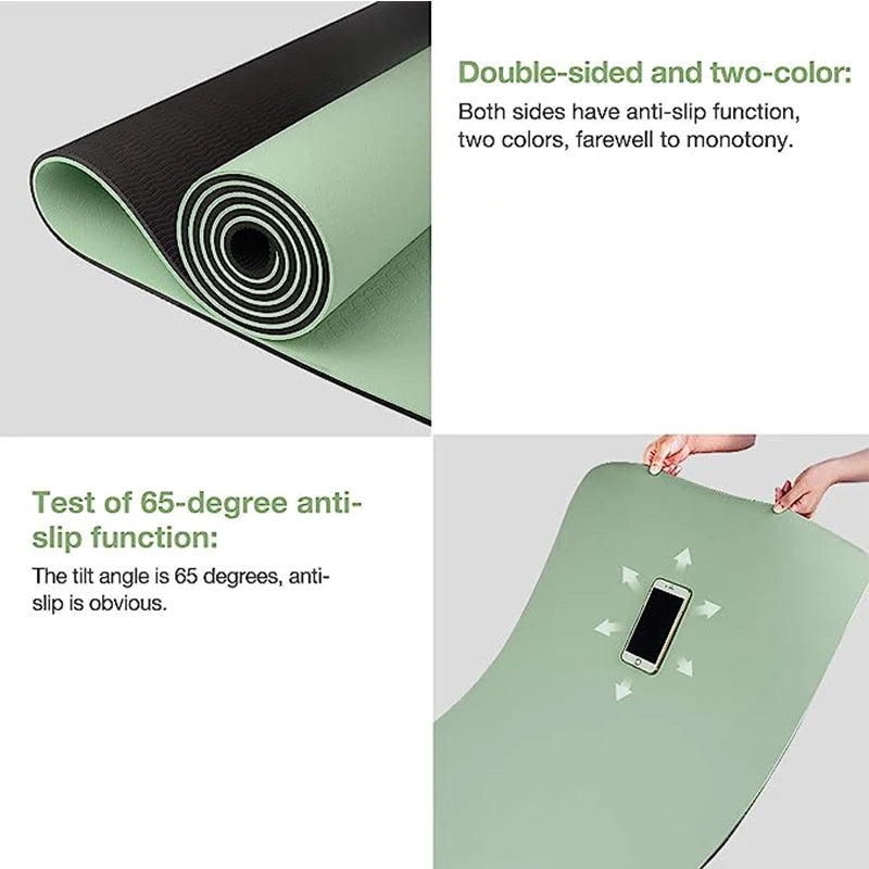 Shes Thick! Two-color, non-slippery TPE yoga mat. This product is enviroment friendly.