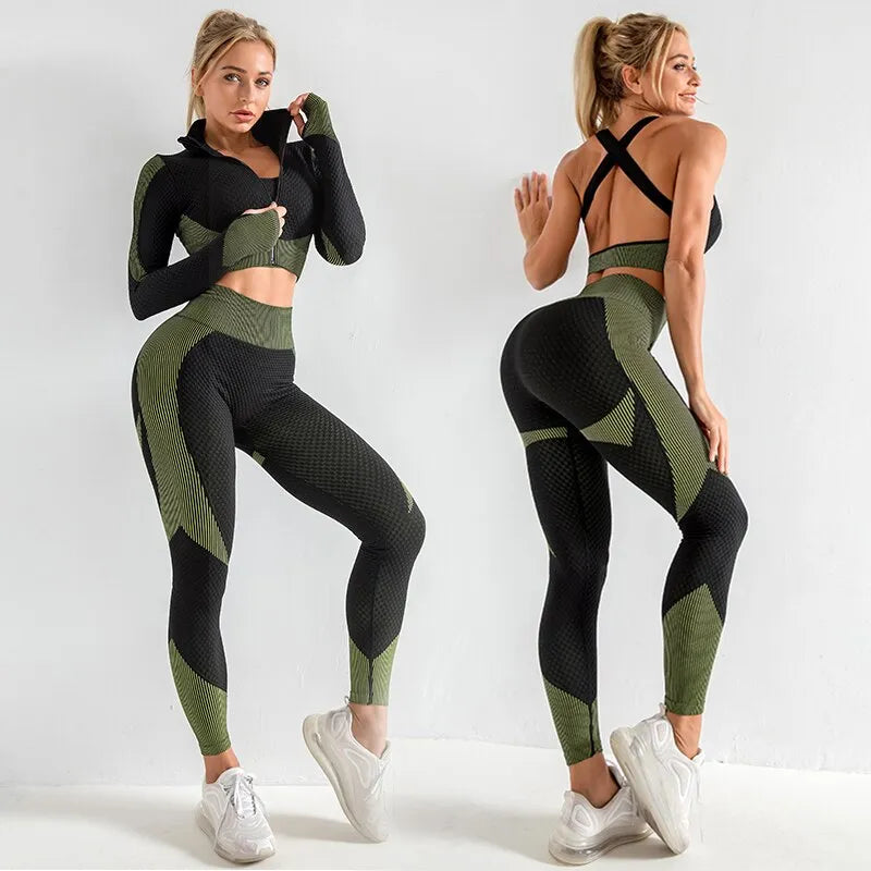 2 or 3 Piece  Set Seamless Active Workout Outfit