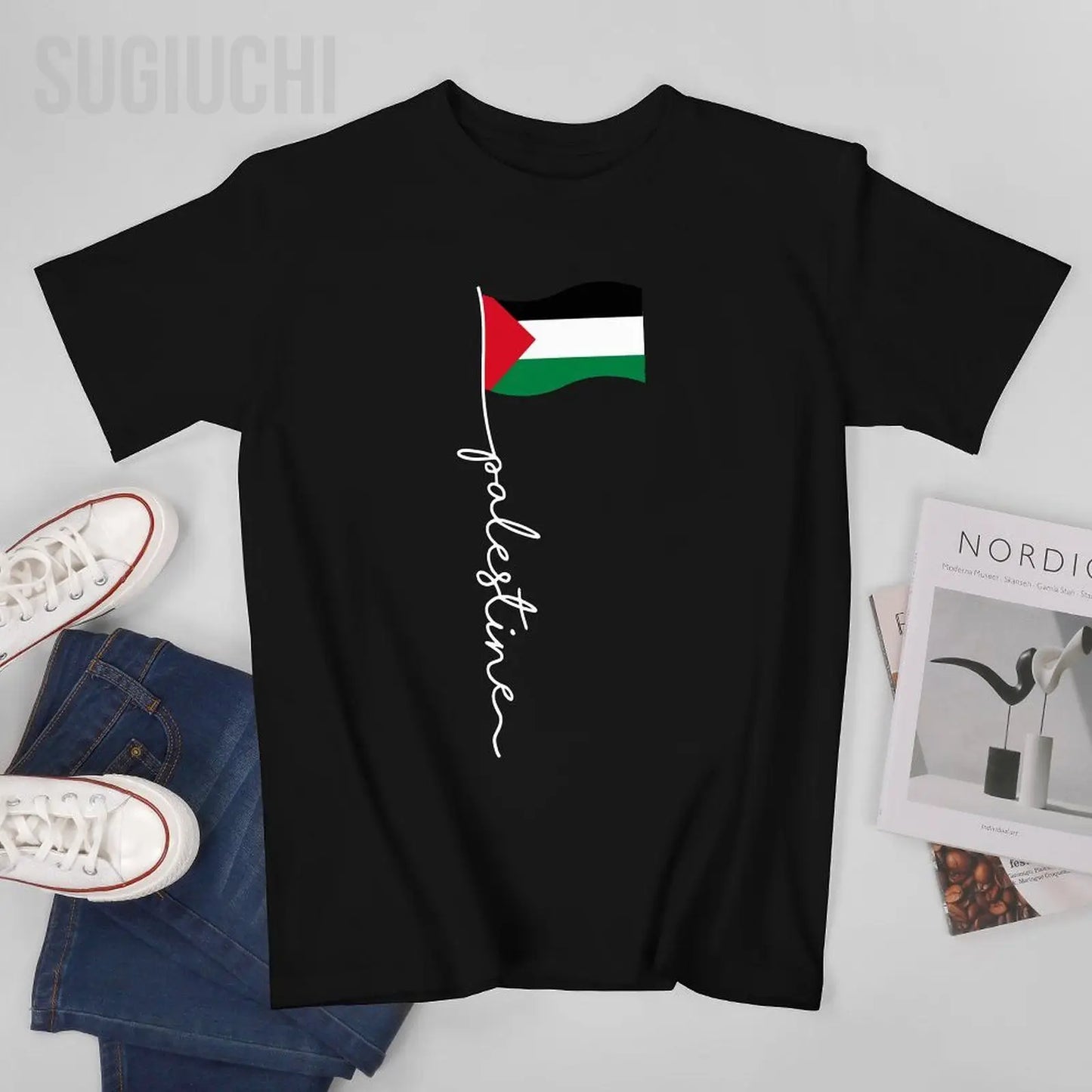 Men Palestine Flag With Palestine Name Tshirt 100% Cotton