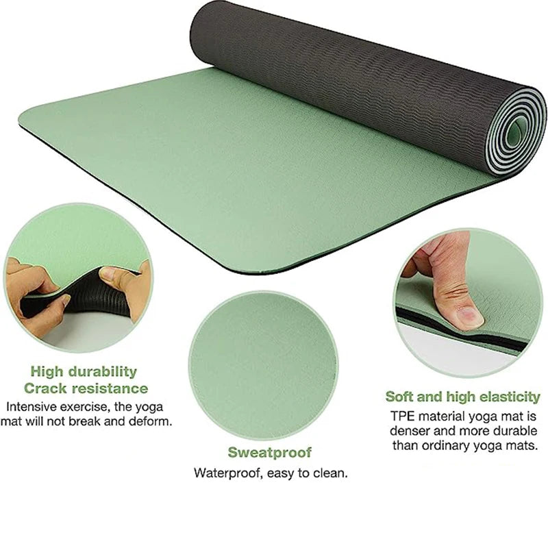 Shes Thick! Two-color, non-slippery TPE yoga mat. This product is enviroment friendly.