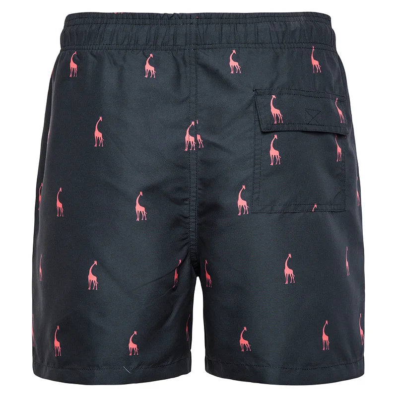 Suns Out Buns Out Ladies, Can't Go Wrong With Flamingos... HAHA pink Giraffes. (Beach Shorts)