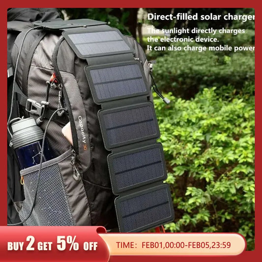 Outdoor Multifunctional Portable Solar Charging Panel Foldable 5V 1A USB Output Device Camping Tool High Power Output