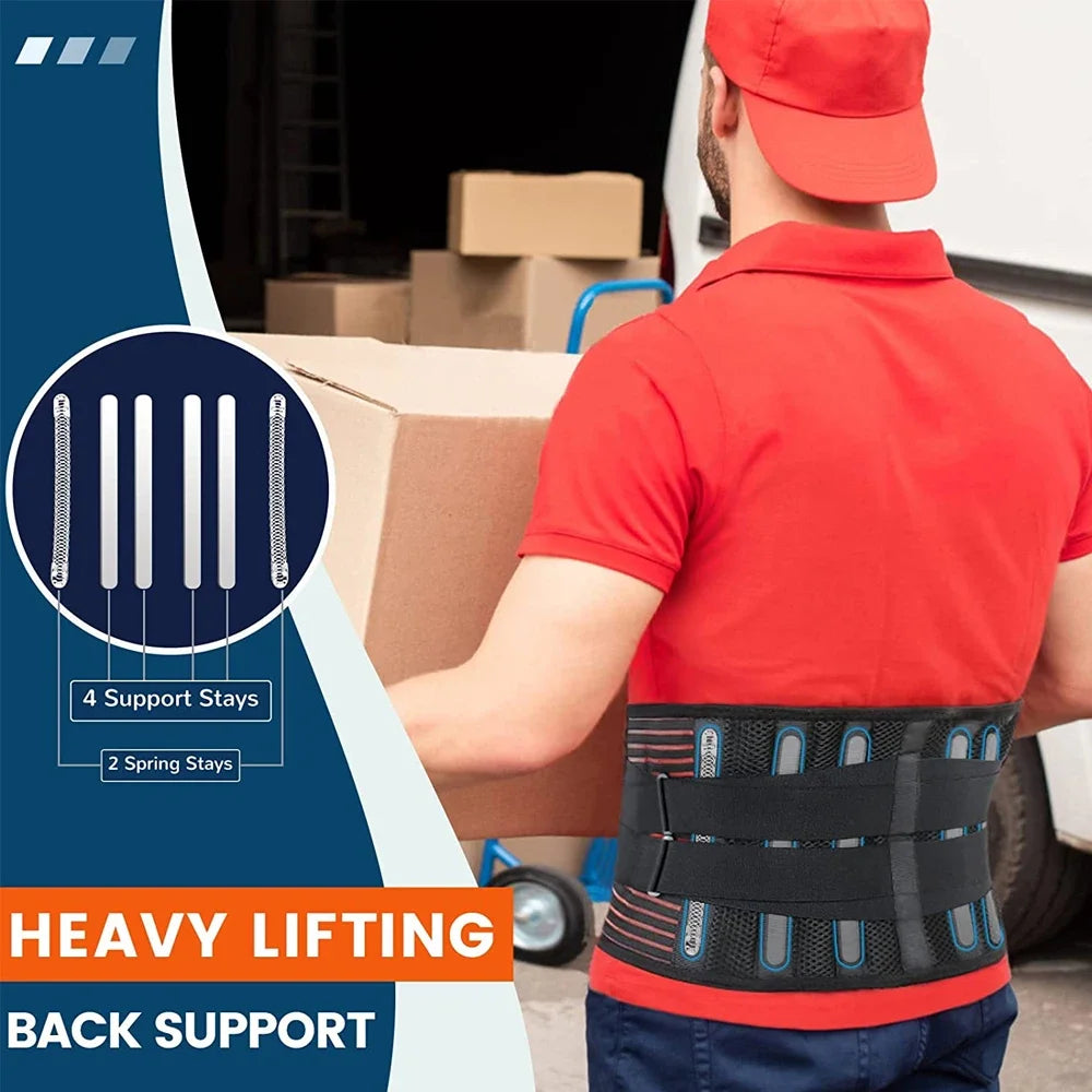 Adjustable Back Support Belt Waist Support Back Brace with Lumbar Pad