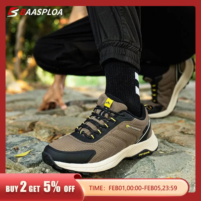 Baasploa Man Hiking Shoes Wear Resistant Sneakers Non Slip Camping Shoes Men Outdoor Sneaker Spring Autumn Waterproof Shoes